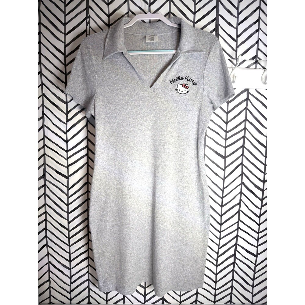 Sanrio Hello Kitty Gray Mini Short Sleeve Polo Dress Junior Women's XXL 7010